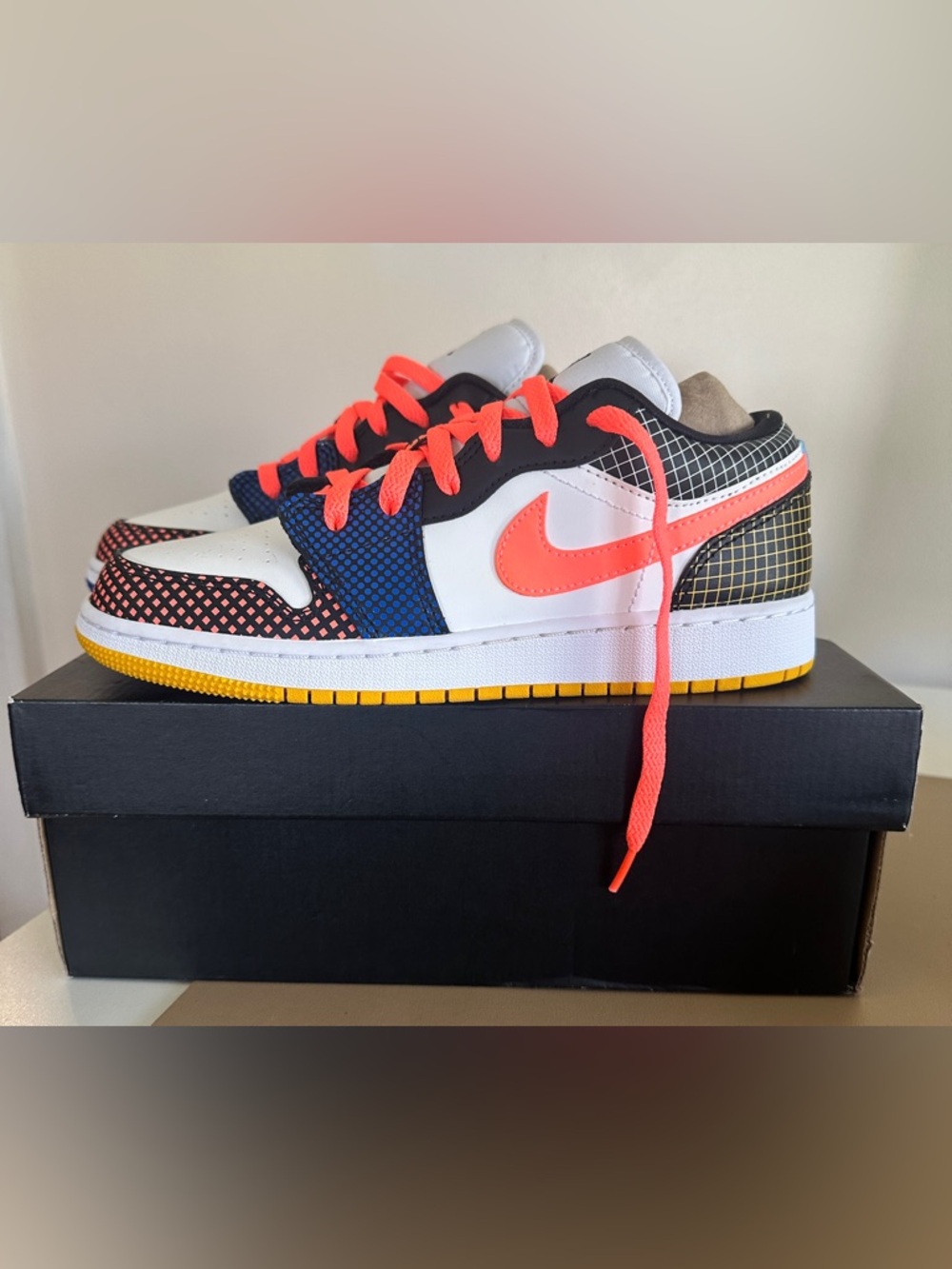 Nike Air Jordan 1 Low MMD BG White/Bright Mango/Black/Blue